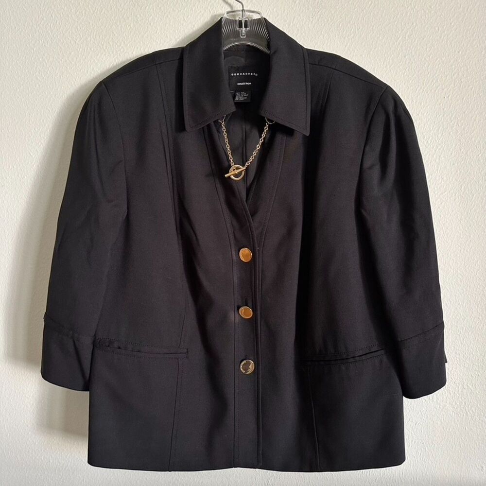 Doncaster Silk Blend Chain Accent Jacket Elbow Sleeve 14W Quiet Luxury Chic